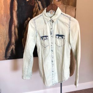 Mint color denim top